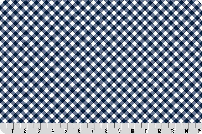 Shannon Fabrics Quilting Cuddle Barely Basics Gingham Navy 1.5mm 44" Wide Minky Fabric