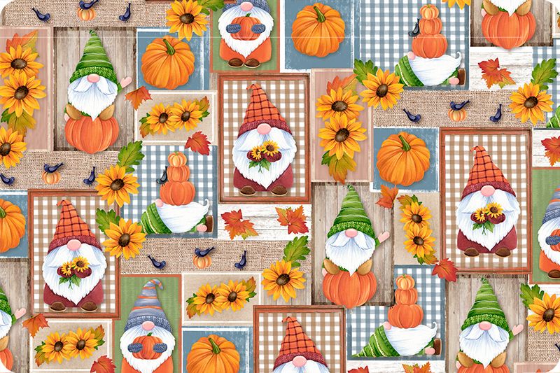 Shannon Fabrics Gnome For Fall Digital Cuddle Multi Minky Fabric