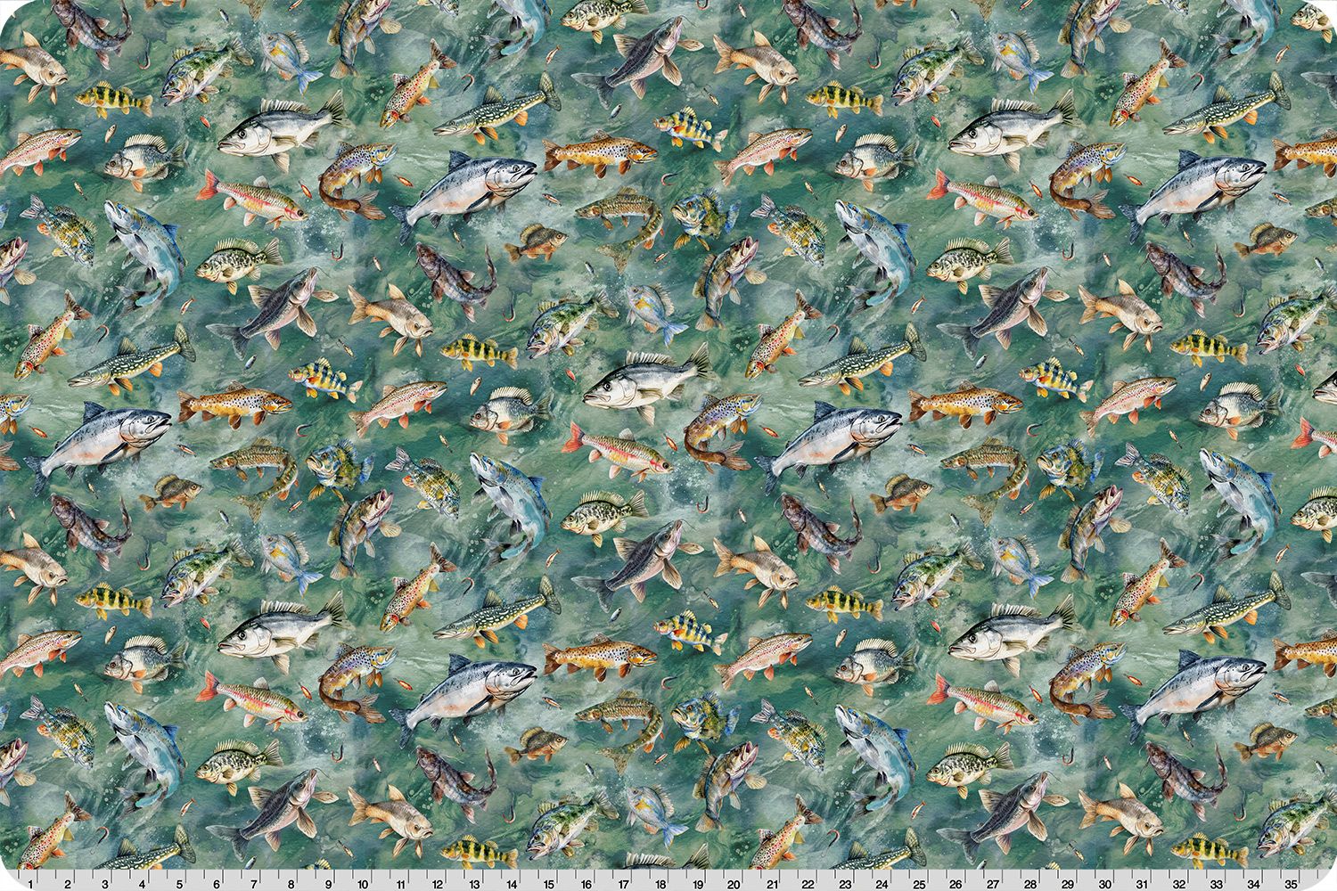 Shannon Fabrics Hoffman Fish Digital Cuddle Moss Minky Fabric