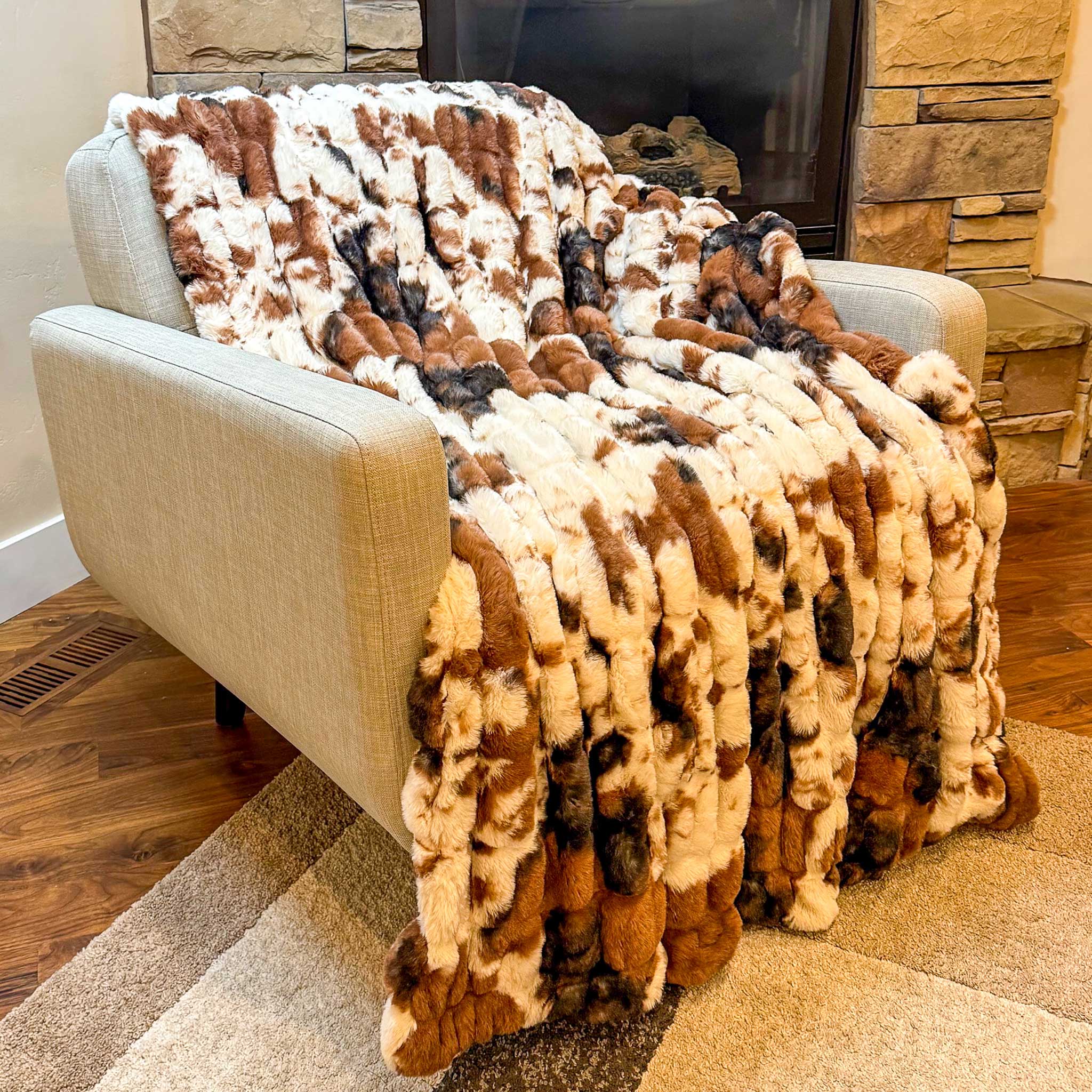 Minky Cuddle Blanket Luxe Milan Pony Ivory/Brown Minky Blanket - On Pins & Needles Quilting Co.