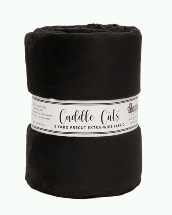 Shannon Fabrics 3 Yard Cuddle Cut Extra - Wide Black Minky Fabric (110"x108") - On Pins & Needles Quilting Co.