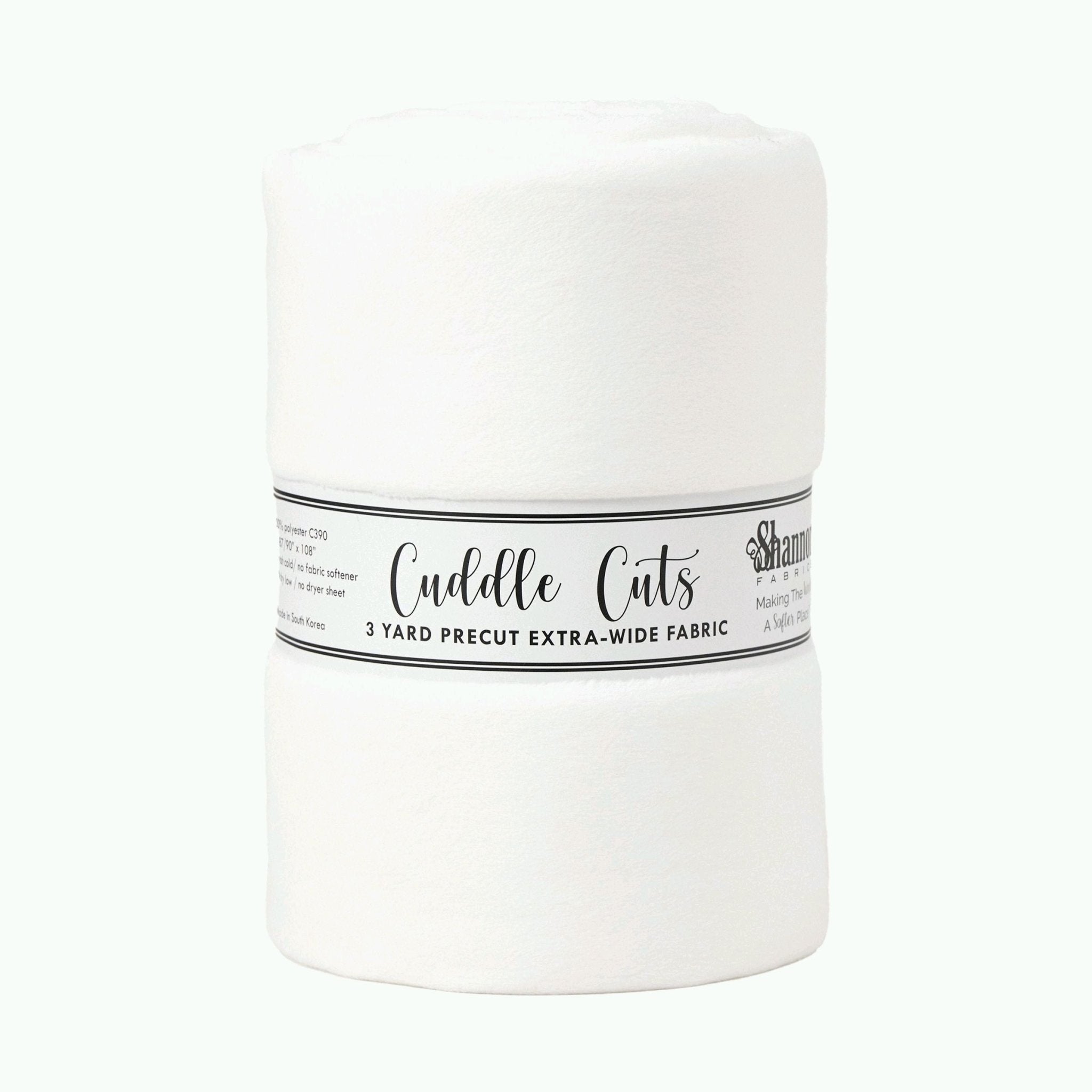 Shannon Fabrics 3 Yard Cuddle Cut Extra - Wide White Minky Fabric (110"x108") - On Pins & Needles Quilting Co.