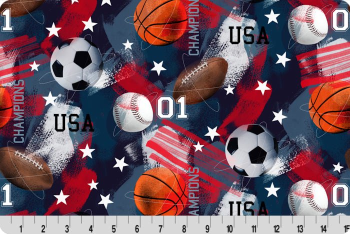 Shannon Fabrics Champions Digital Cuddle Multi Minky Fabric - On Pins & Needles Quilting Co.