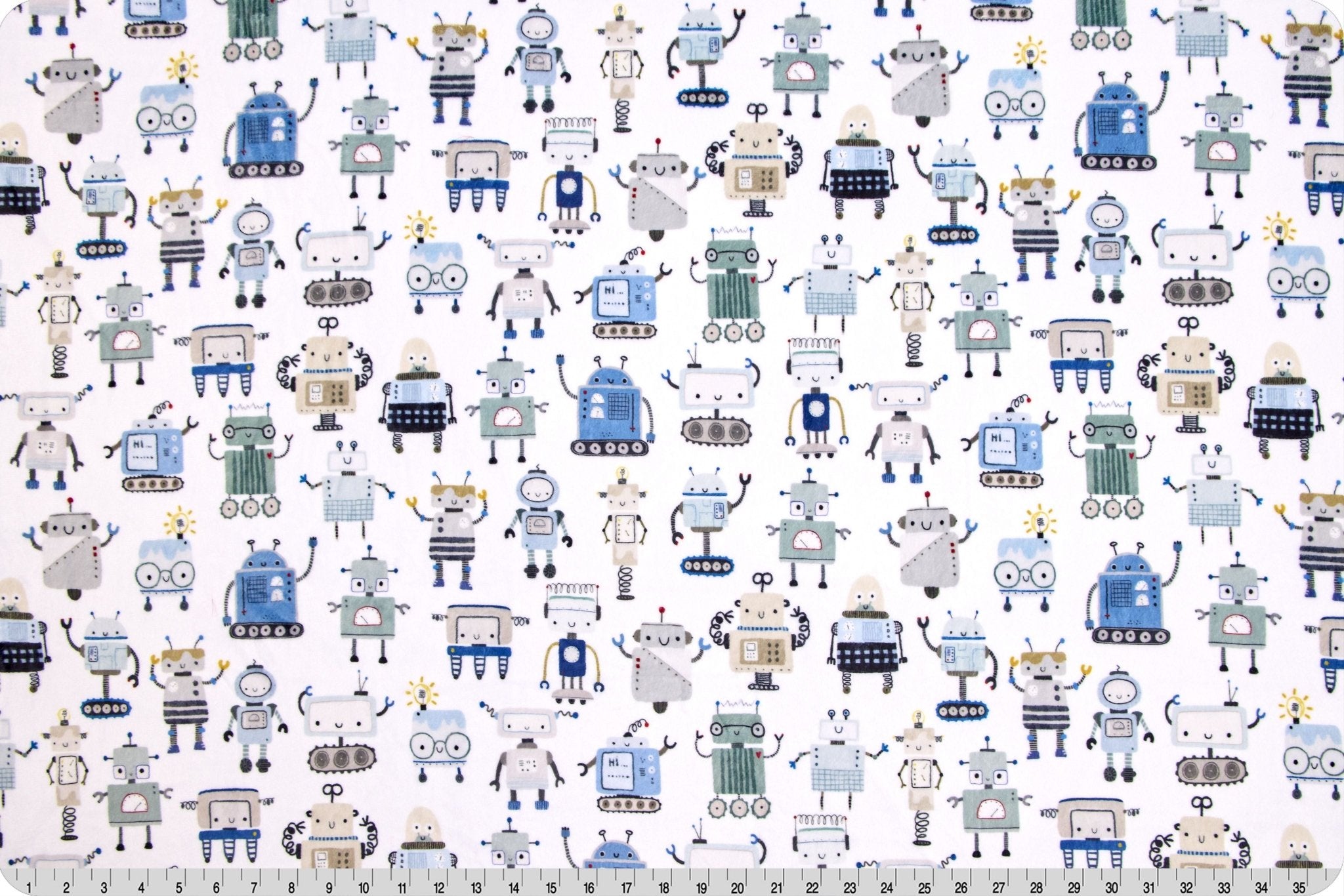 Shannon Fabrics Digital Cuddle Beep Bop Robot Multi Minky Fabric - On Pins & Needles Quilting Co.