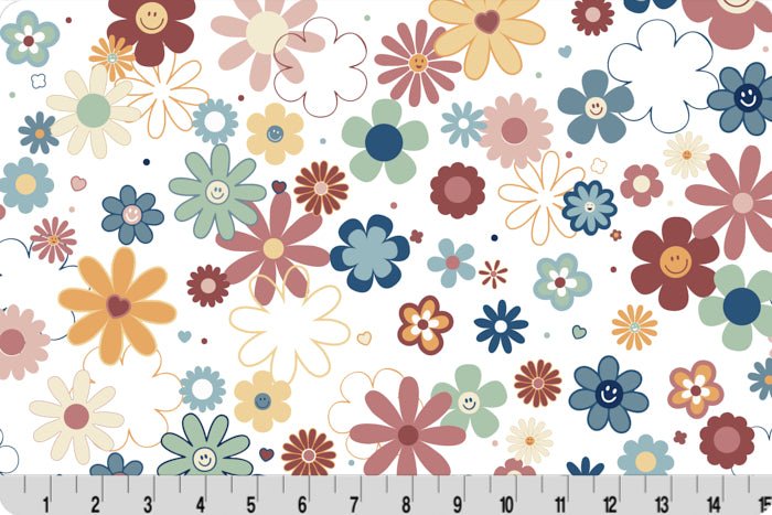 Shannon Fabrics Digital Cuddle Disco Daisies Multi Minky Fabric - On Pins & Needles Quilting Co.