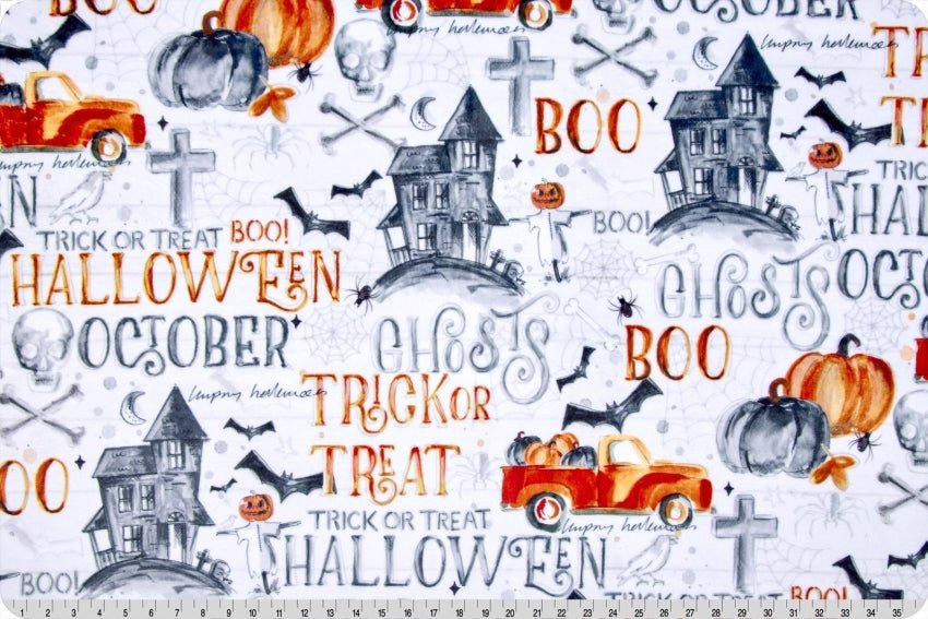 Shannon Fabrics Digital Cuddle Hallows Eve Black Minky Fabric - On Pins & Needles Quilting Co.