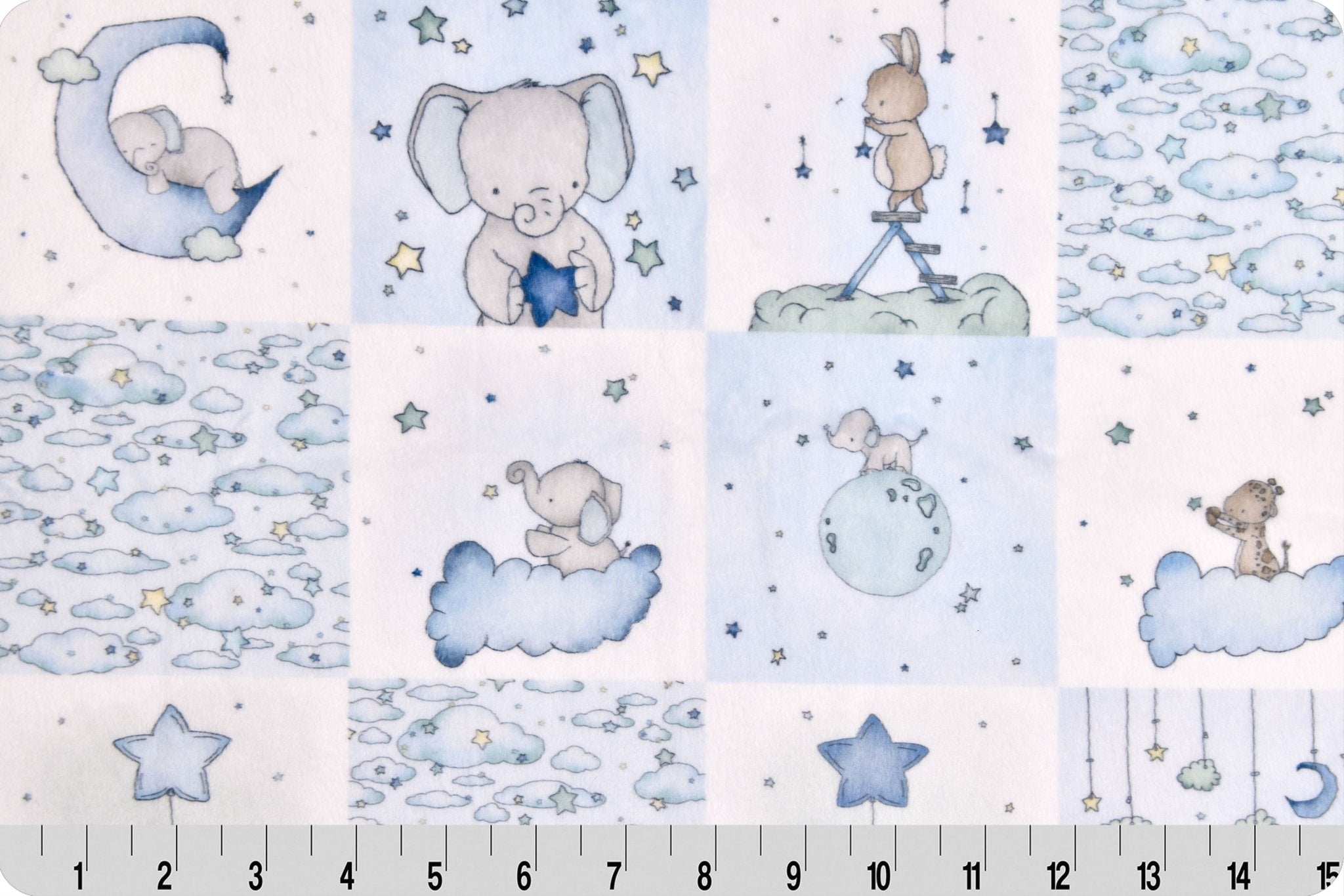 Shannon Fabrics Digital Cuddle Sweet Melody Design Sweet Dreams Blue Minky Fabric - On Pins & Needles Quilting Co.