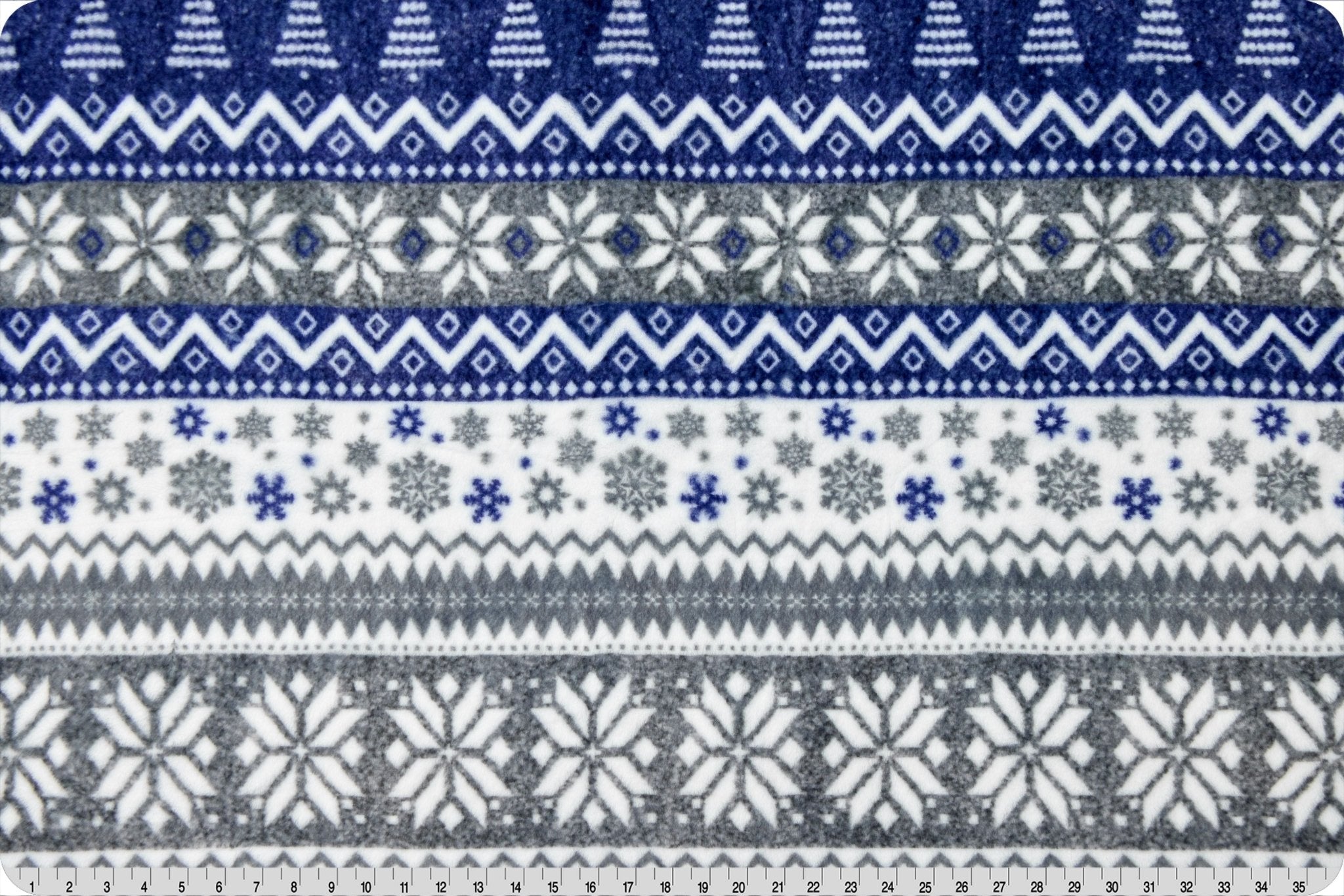 Shannon Fabrics Luxe Cuddle Fair Isle Silver/Navy Minky Fabric - On Pins & Needles Quilting Co.