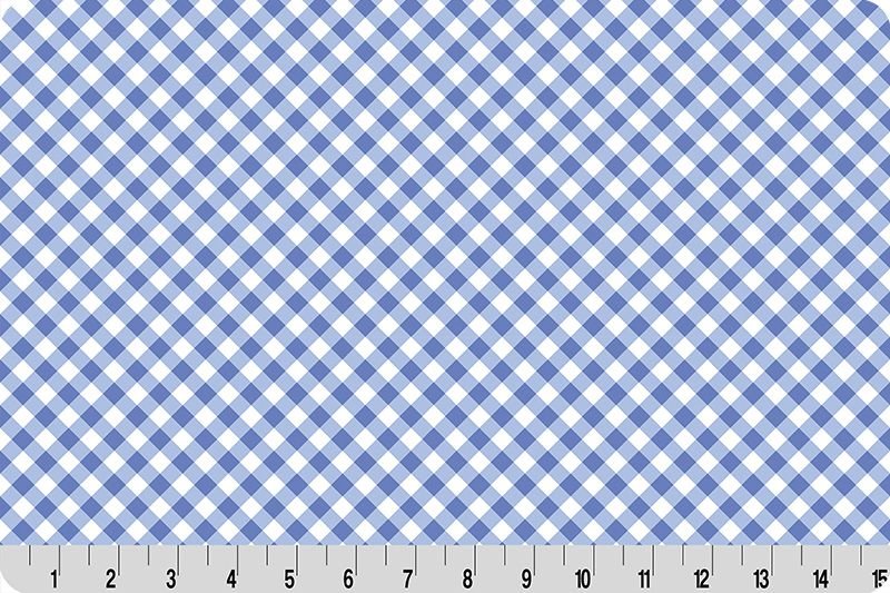 Shannon Fabrics Quilting Cuddle Barely Basics Gingham Blue Bonnet 1.5mm 44" Wide Minky Fabric - On Pins & Needles Quilting Co.