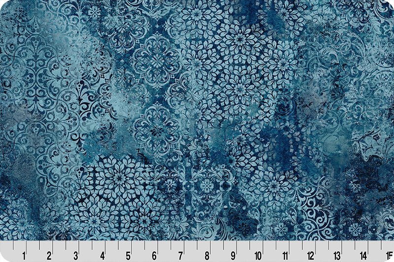 Shannon Fabrics Quilting Cuddle Barely Basics Stone Wash Dark Sea 1.5mm 44" Wide Minky Fabric
