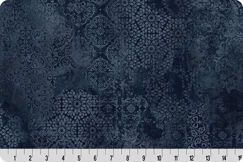 Shannon Fabrics Quilting Cuddle Barely Basics Stone Wash Navy 1.5mm 44" Wide Minky Fabric