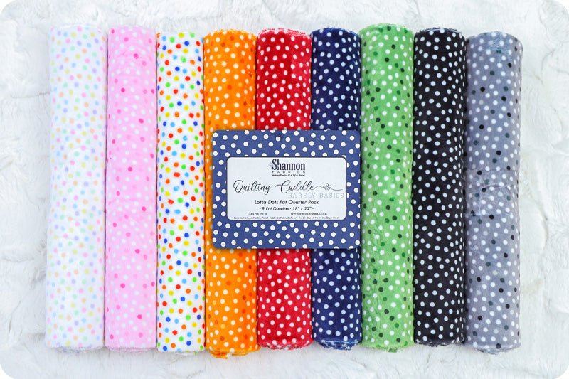 Shannon Fabrics Quilting Cuddle Basics Minky Fabric Fat Quarter Pack Lots a Dots