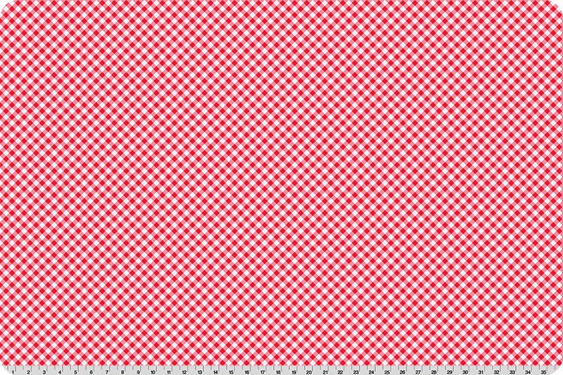 Shannon Fabrics Quilting Cuddle Cottage Rose Lane Gingham Candy Apple 1.5mm 44" Wide Minky Fabric - On Pins & Needles Quilting Co.