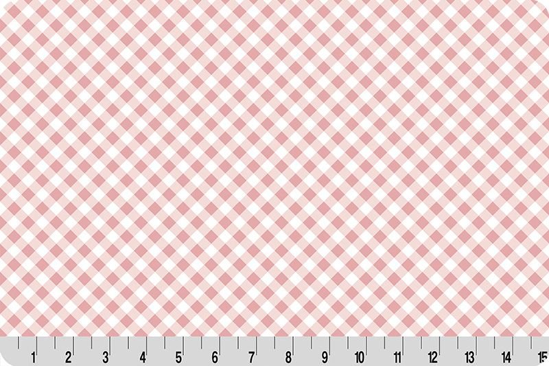 Shannon Fabrics Quilting Cuddle Cottage Rose Lane Gingham Seashell 1.5mm 44" Wide Minky Fabric - On Pins & Needles Quilting Co.