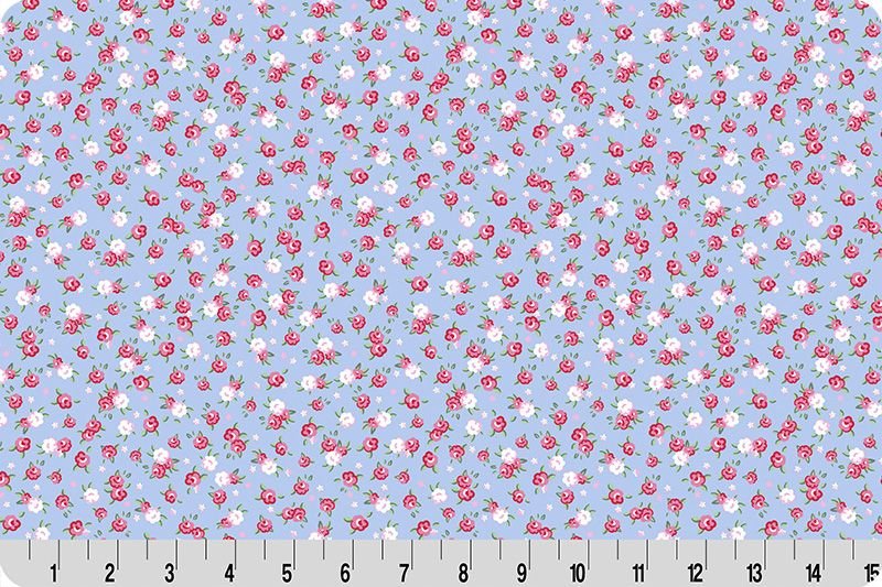 Shannon Fabrics Quilting Cuddle Cottage Rose Lane Kensington Blue Bonnet 1.5mm 44" Wide Minky Fabric - On Pins & Needles Quilting Co.