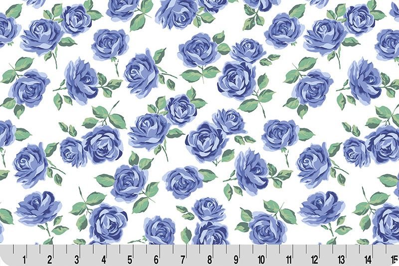 Shannon Fabrics Quilting Cuddle Cottage Rose Lane Yorkshire Blue Bonnet 1.5mm 44" Wide Minky Fabric - On Pins & Needles Quilting Co.