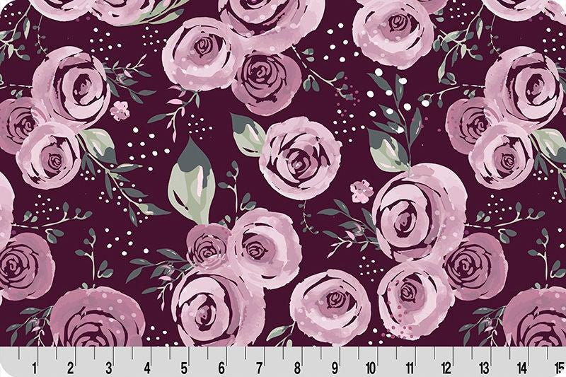 Shannon Fabrics Quilting Cuddle Garden Roses Woodrose 1.5mm 44" Wide Minky Fabric - On Pins & Needles Quilting Co.
