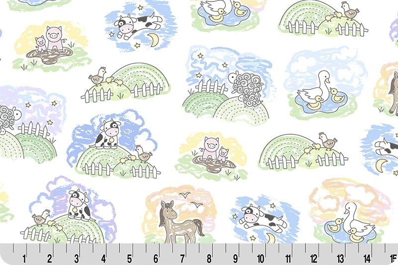 Shannon Fabrics Quilting Cuddle Goodnight Farm Lil Pastures Pastel 1.5mm 44" Wide Minky Fabric