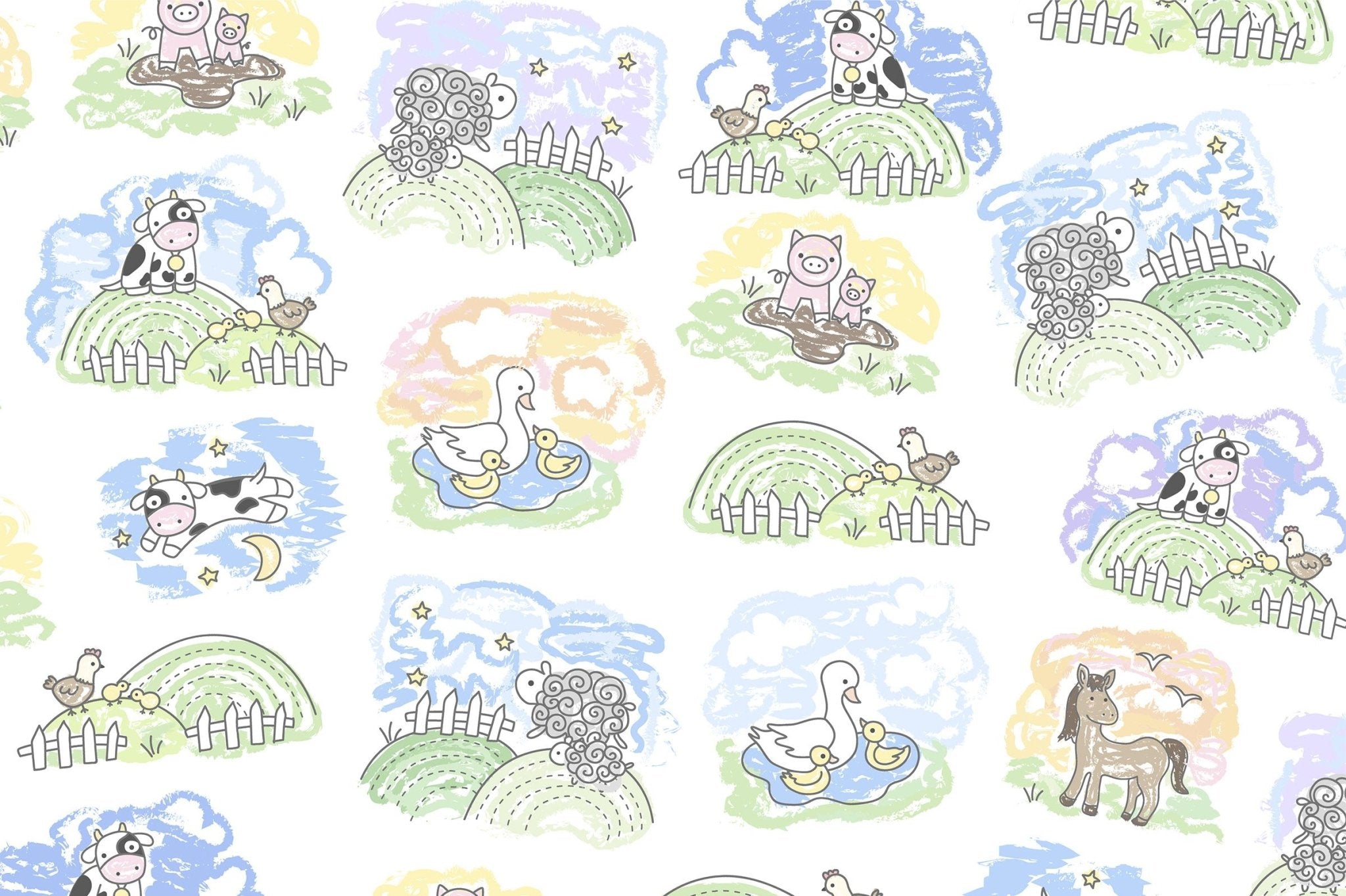 Shannon Fabrics Quilting Cuddle Goodnight Farm Lil Pastures Pastel 1.5mm 44" Wide Minky Fabric