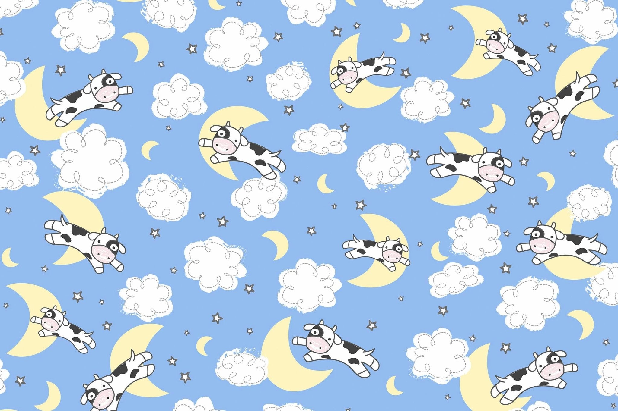 Shannon Fabrics Quilting Cuddle Goodnight Farm Over The Moon Blue 1.5mm 44" Wide Minky Fabric