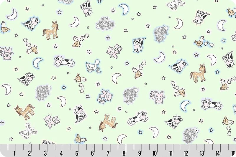 Shannon Fabrics Quilting Cuddle Goodnight Farm Sleepy Farm Pastel 1.5mm 44" Wide Minky Fabric