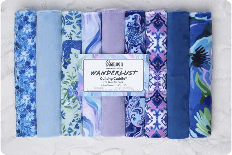 Shannon Fabrics Quilting Cuddle Minky Fabric Fat Quarter Pack Wanderlust Blue - On Pins & Needles Quilting Co.
