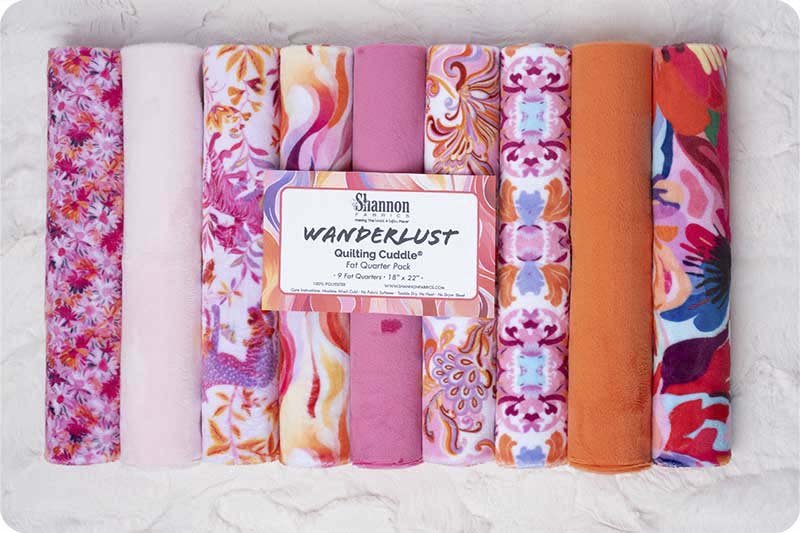 Shannon Fabrics Quilting Cuddle Minky Fabric Fat Quarter Pack Wanderlust Pink - On Pins & Needles Quilting Co.