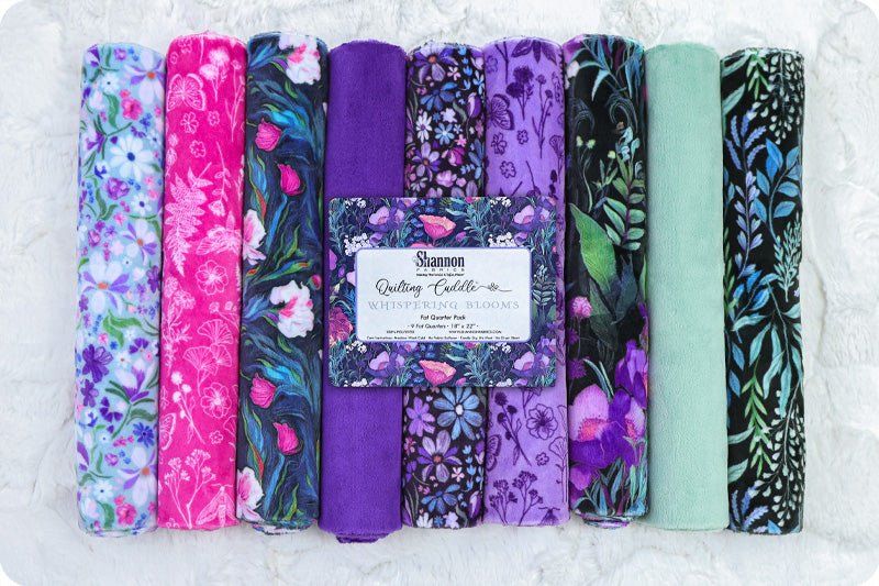 Shannon Fabrics Quilting Cuddle Minky Fabric Fat Quarter Pack Whispering Blooms Purple