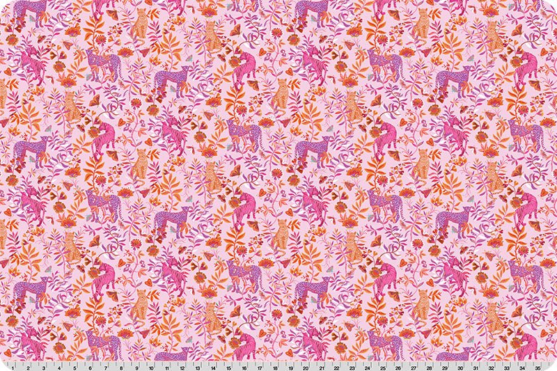 Shannon Fabrics Quilting Cuddle Wanderlust Big Cats Pink 1.5mm 44" Wide Minky Fabric - On Pins & Needles Quilting Co.