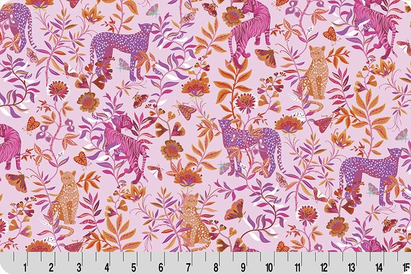 Shannon Fabrics Quilting Cuddle Wanderlust Big Cats Pink 1.5mm 44" Wide Minky Fabric - On Pins & Needles Quilting Co.