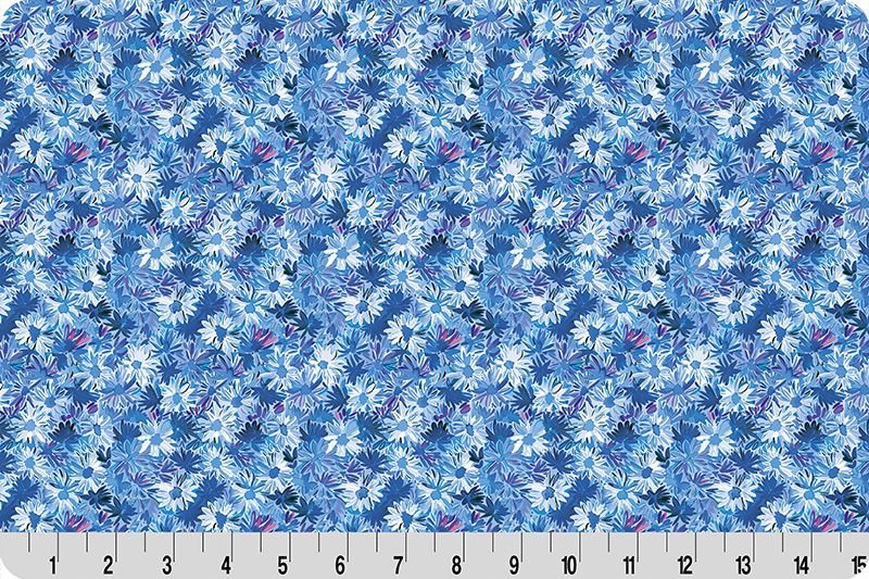 Shannon Fabrics Quilting Cuddle Wanderlust Daisies Blue 1.5mm 44" Wide Minky Fabric - On Pins & Needles Quilting Co.