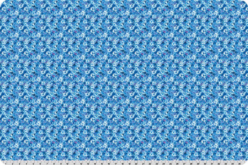 Shannon Fabrics Quilting Cuddle Wanderlust Daisies Blue 1.5mm 44" Wide Minky Fabric - On Pins & Needles Quilting Co.