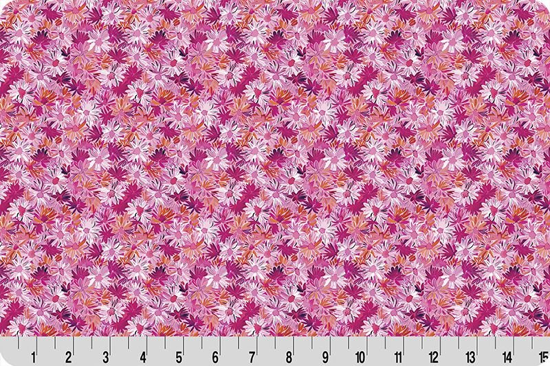 Shannon Fabrics Quilting Cuddle Wanderlust Daisies Pink 1.5mm 44" Wide Minky Fabric - On Pins & Needles Quilting Co.