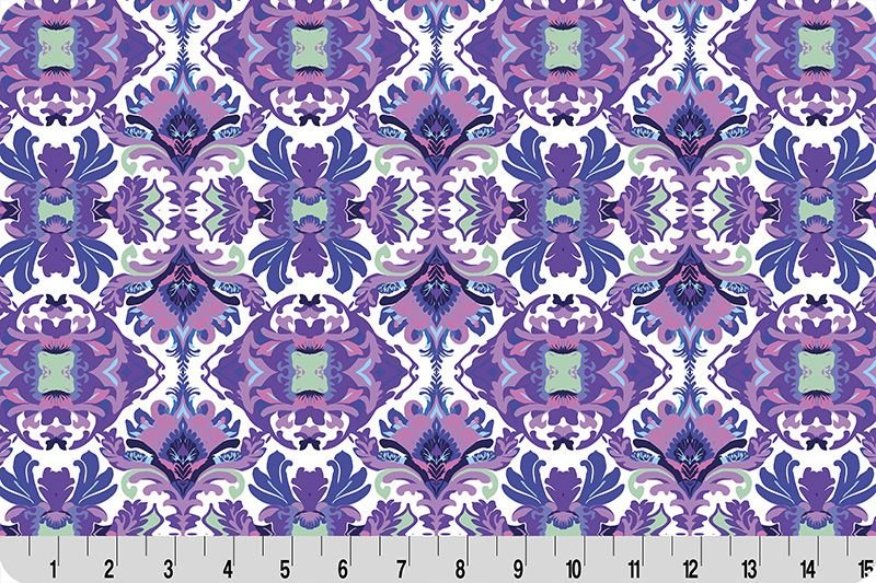 Shannon Fabrics Quilting Cuddle Wanderlust Damask Blue 1.5mm 44" Wide Minky Fabric - On Pins & Needles Quilting Co.