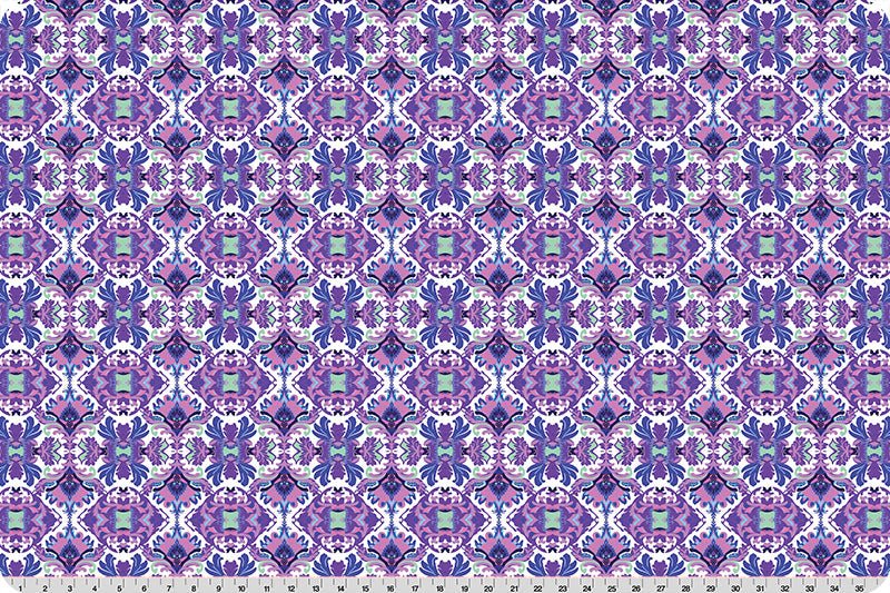 Shannon Fabrics Quilting Cuddle Wanderlust Damask Blue 1.5mm 44" Wide Minky Fabric - On Pins & Needles Quilting Co.