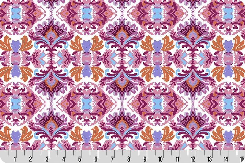 Shannon Fabrics Quilting Cuddle Wanderlust Damask Pink 1.5mm 44" Wide Minky Fabric - On Pins & Needles Quilting Co.