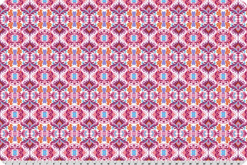 Shannon Fabrics Quilting Cuddle Wanderlust Damask Pink 1.5mm 44" Wide Minky Fabric - On Pins & Needles Quilting Co.