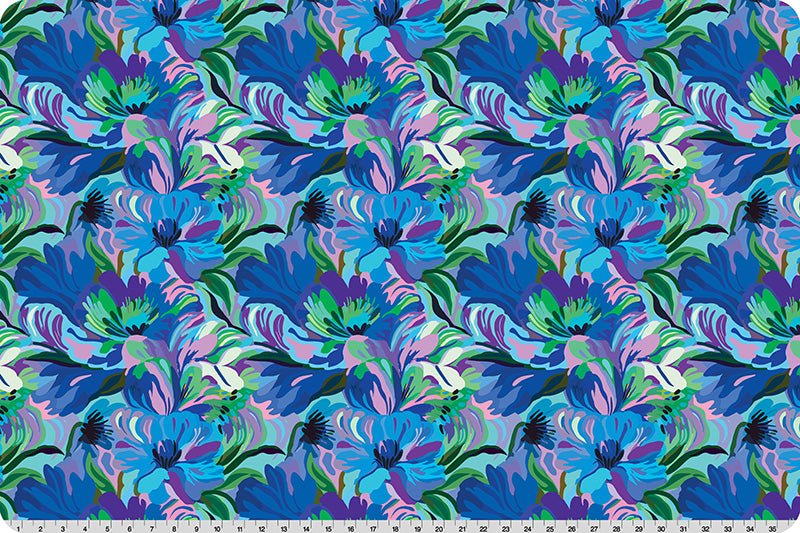 Shannon Fabrics Quilting Cuddle Wanderlust Florals Blue 1.5mm 44" Wide Minky Fabric - On Pins & Needles Quilting Co.