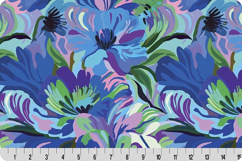 Shannon Fabrics Quilting Cuddle Wanderlust Florals Blue 1.5mm 44" Wide Minky Fabric - On Pins & Needles Quilting Co.