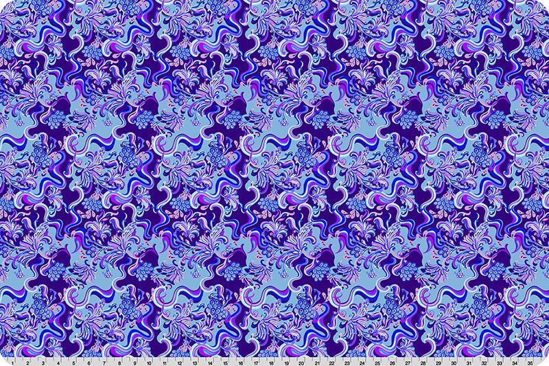 Shannon Fabrics Quilting Cuddle Wanderlust Paisley Blue 1.5mm 44" Wide Minky Fabric - On Pins & Needles Quilting Co.