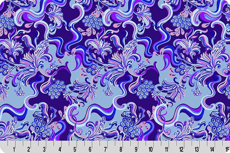 Shannon Fabrics Quilting Cuddle Wanderlust Paisley Blue 1.5mm 44" Wide Minky Fabric - On Pins & Needles Quilting Co.