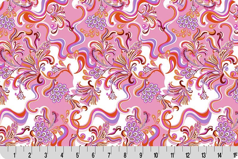 Shannon Fabrics Quilting Cuddle Wanderlust Paisley Pink 1.5mm 44" Wide Minky Fabric - On Pins & Needles Quilting Co.