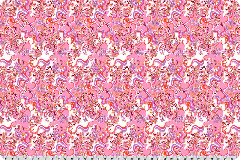 Shannon Fabrics Quilting Cuddle Wanderlust Paisley Pink 1.5mm 44" Wide Minky Fabric - On Pins & Needles Quilting Co.