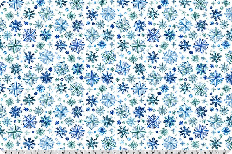 Shannon Fabrics Snowy Sparkle Digital Cuddle Blue Minky Fabric - On Pins & Needles Quilting Co.