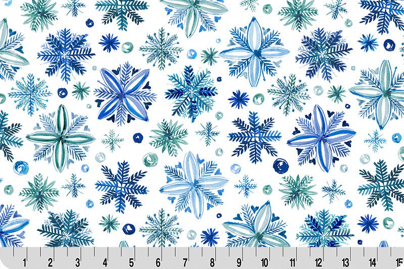Shannon Fabrics Snowy Sparkle Digital Cuddle Blue Minky Fabric - On Pins & Needles Quilting Co.
