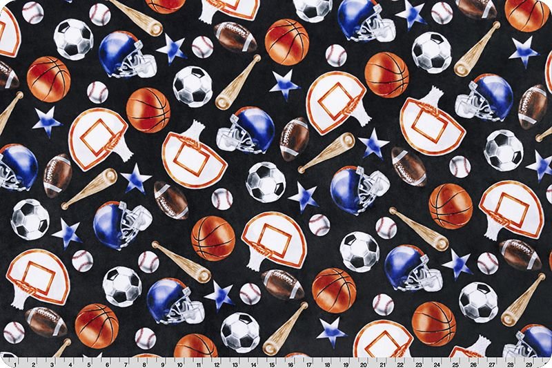 Shannon Fabrics Sports Digital Cuddle Black Minky Fabric - On Pins & Needles Quilting Co.