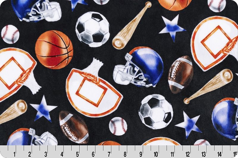 Shannon Fabrics Sports Digital Cuddle Black Minky Fabric - On Pins & Needles Quilting Co.