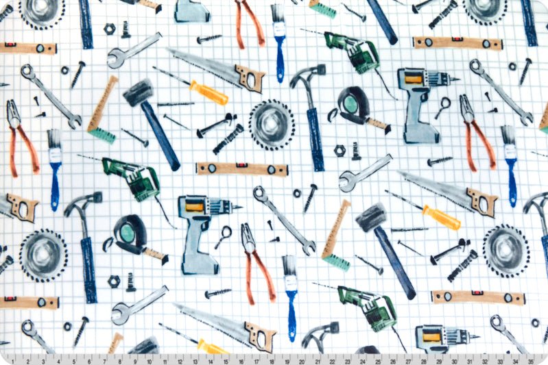 Shannon Fabrics Tool Time Digital Cuddle Multi Minky Fabric - On Pins & Needles Quilting Co.