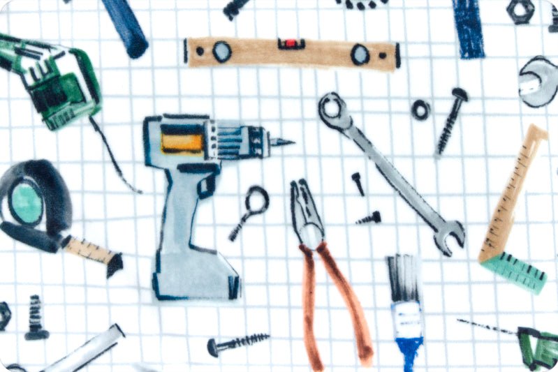 Shannon Fabrics Tool Time Digital Cuddle Multi Minky Fabric - On Pins & Needles Quilting Co.