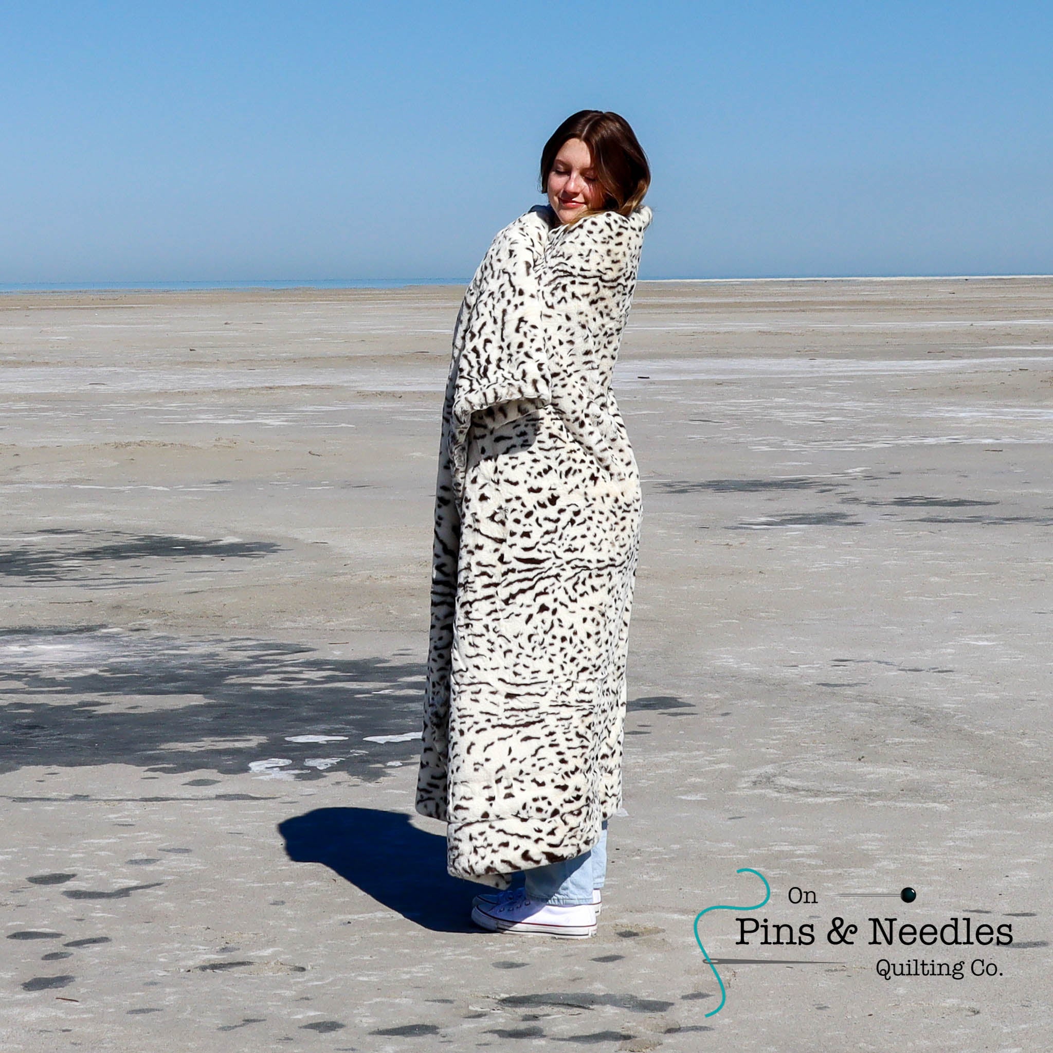 Cozy Acres Snow Pearl Leopard Minky Blanket (XL 72"x60") - On Pins & Needles Quilting Co.